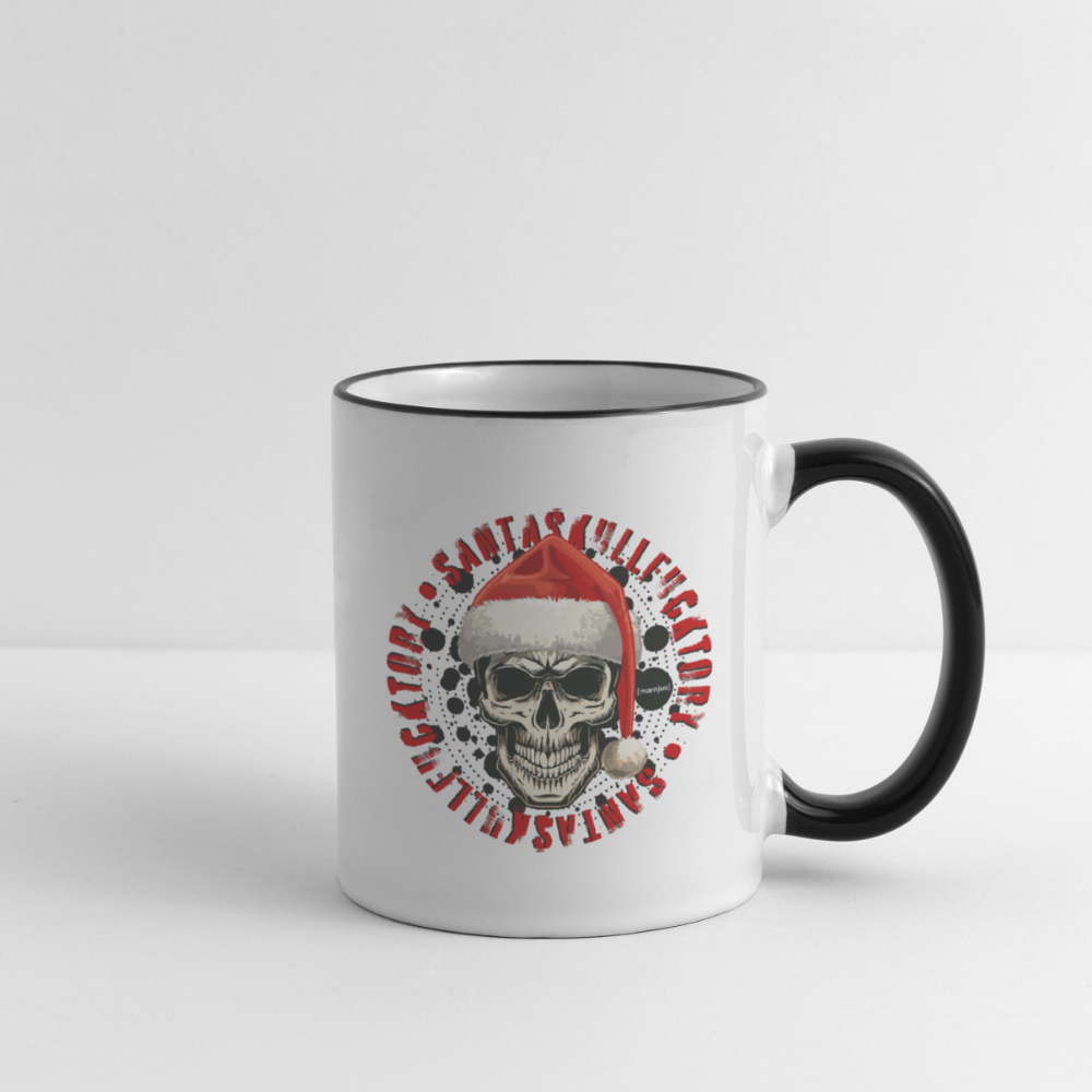 Tasse zweifarbig mit SANTASKULL FUCKTORY PRINT - Weiß/Schwarz