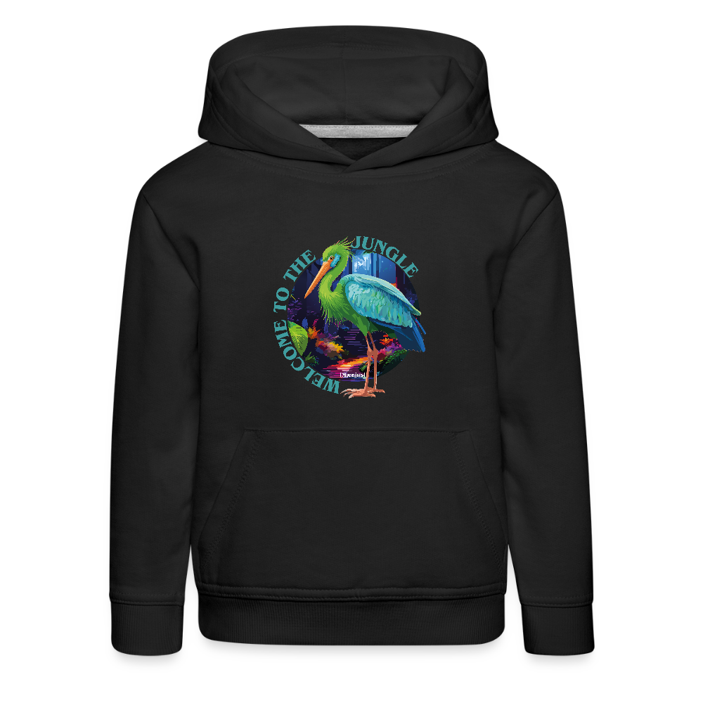 MNJS KIDS Premium Hoodie mit WELCOME TO THE JUNGLE PRINT - Schwarz