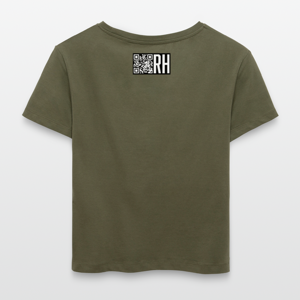 Relaxed Rundhals Frauen Bio-T-Shirt mit STREET ART PRINT - Khaki