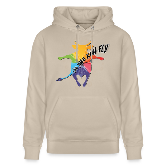 Unisex Hoodie mit LÄD THE KUH FLY PRINT - Beige