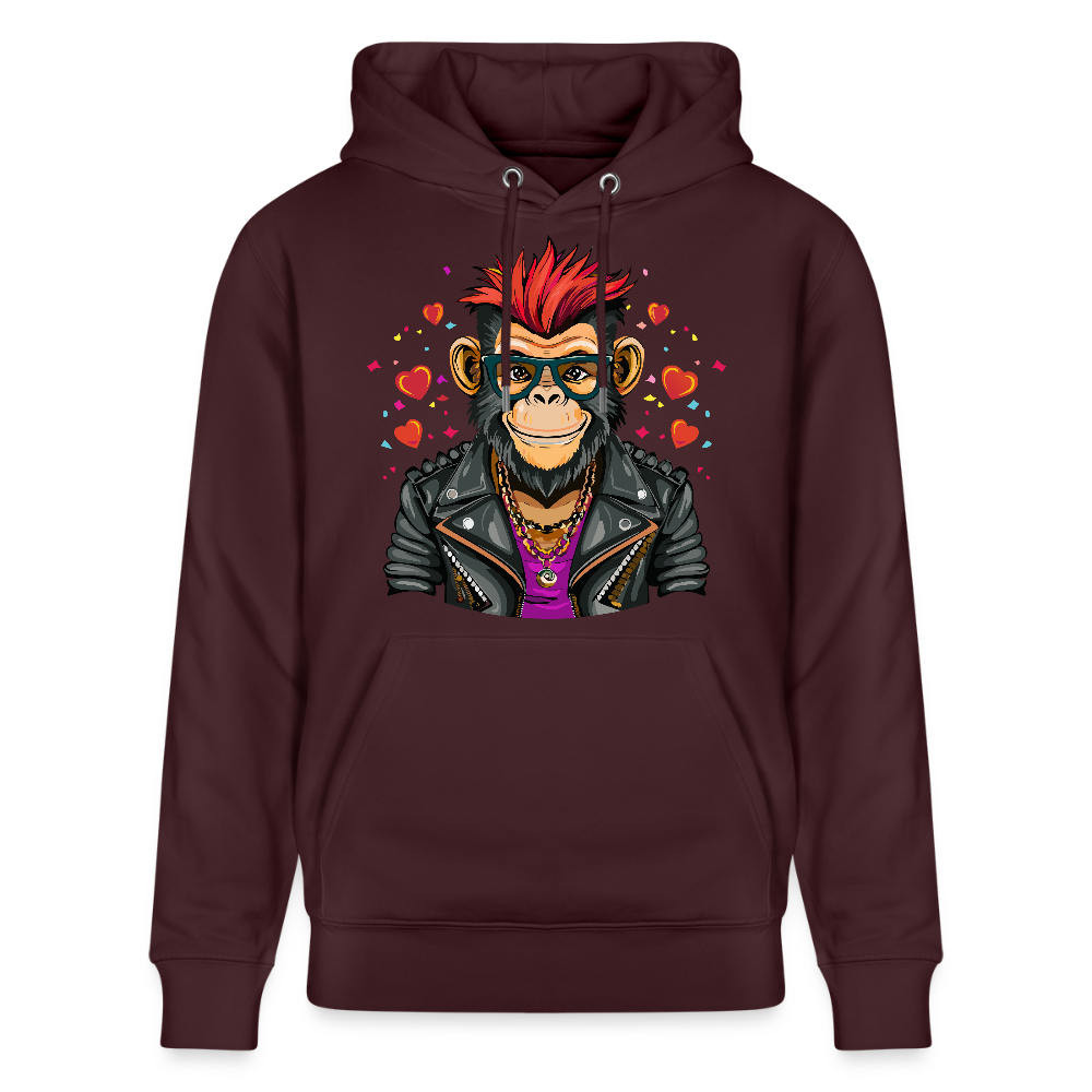 Unisex Hoodie mit MONKEY IN LOVE PRINT - Maroon