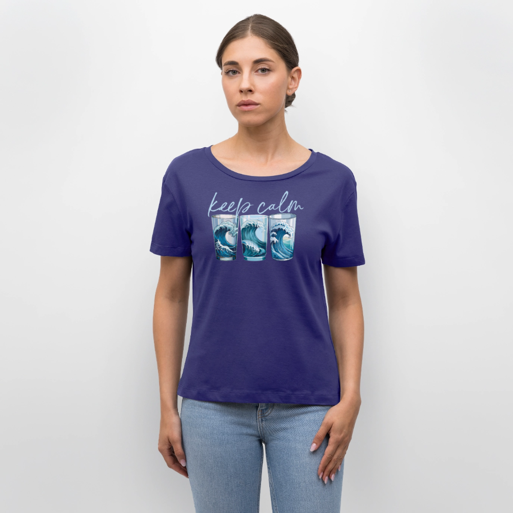 Relaxed Rundhals Frauen Bio-T-Shirt mit KEEP CALM PRINT - Dämmerung