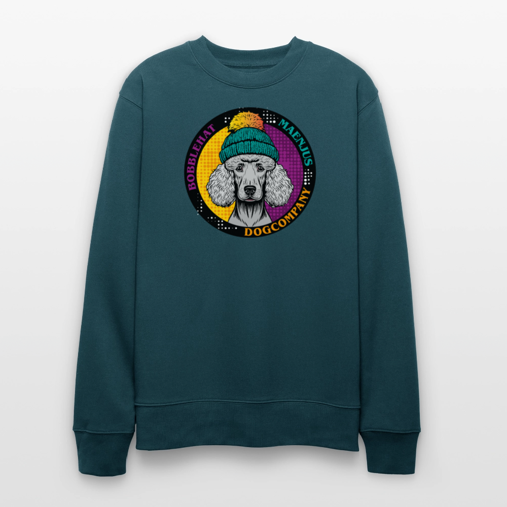 Unisex Bio-Sweatshirt mit BOBBLEHAT DOGCOMPANY PRINT - Dunkles Petrol