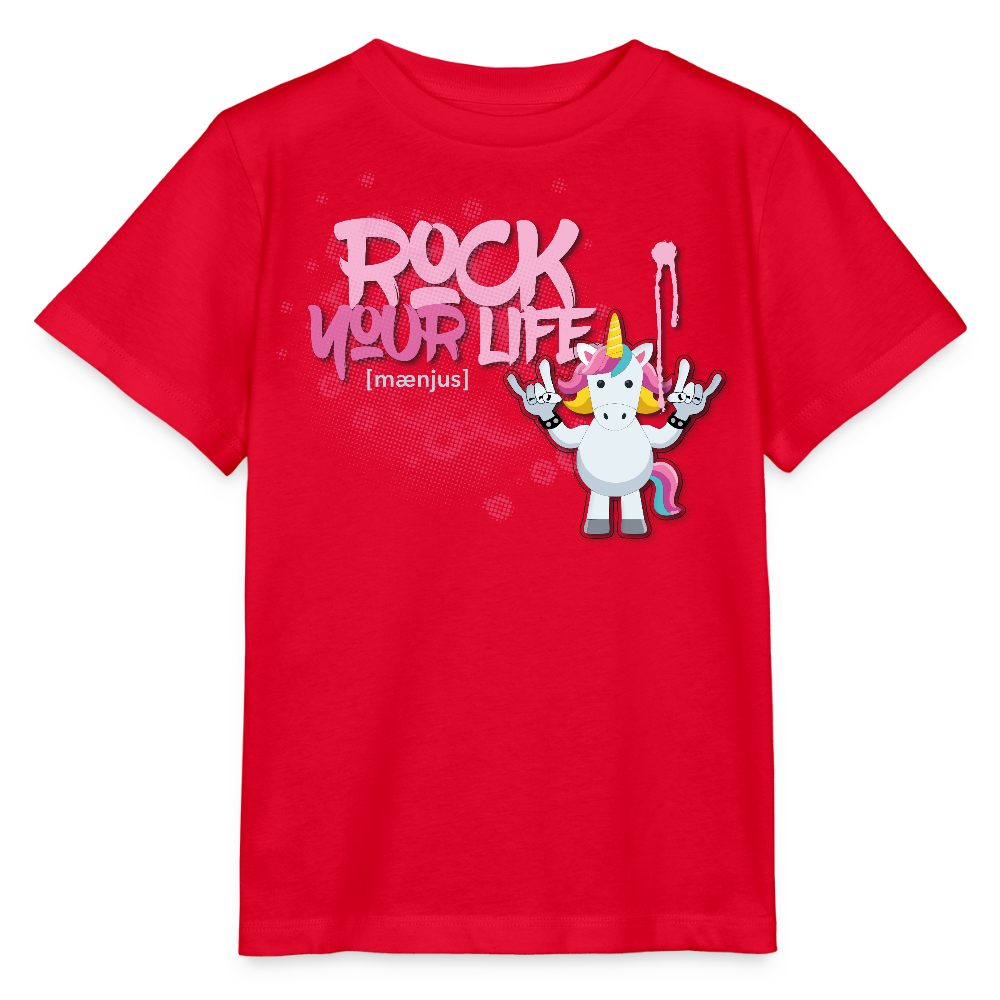 MNJS KIDS Bio T-Shirt mit ROCK YOUR LIFE PRINT - Rot
