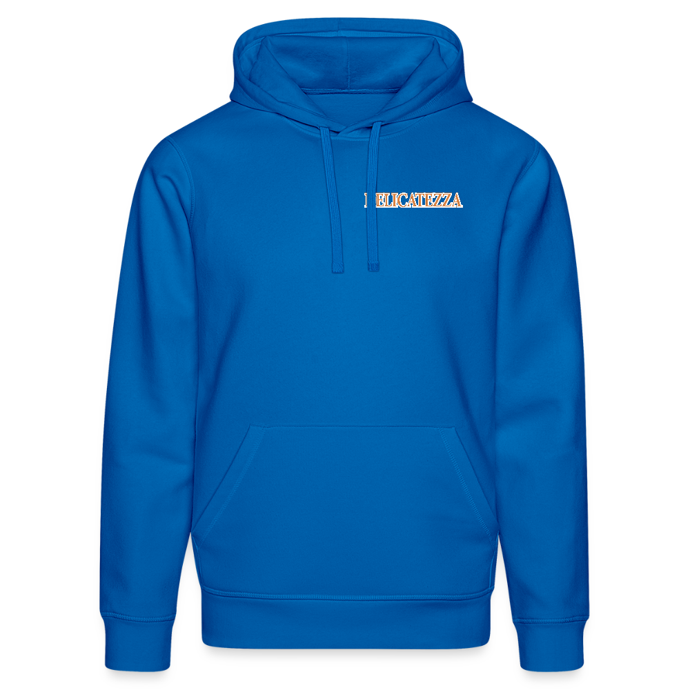 Unisex Bio-Hoodie mit DELICATEZZA SARDINE PRINT Vorder- und Rückseite - Königsblau
