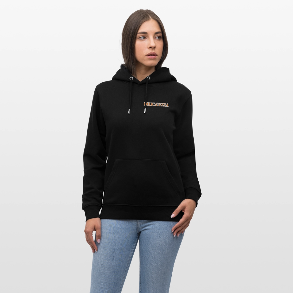 Unisex Hoodie mit DELICATEZZA SARDINE PRINT Vorder- und Rückseite - Schwarz