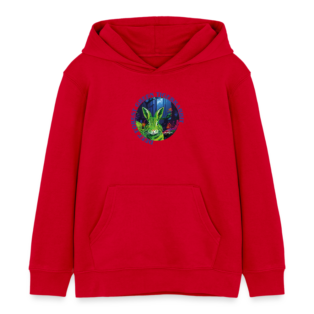 MNJS KIDS Bio-Hoodie mit DEEP FOREST GREEN TIGERRABBIT PRINT - Rot