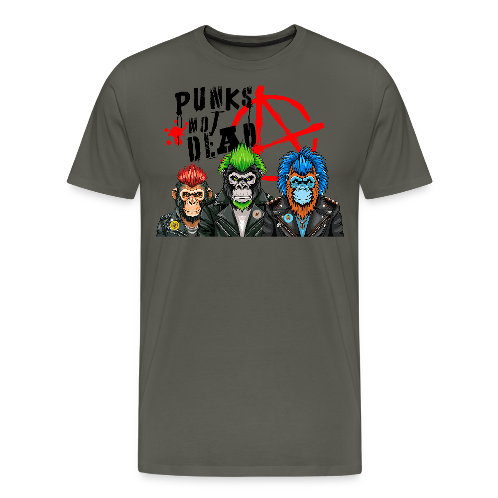 Männer Premium T-Shirt mit PUNKS NOT DEAD PRINT - Asphalt