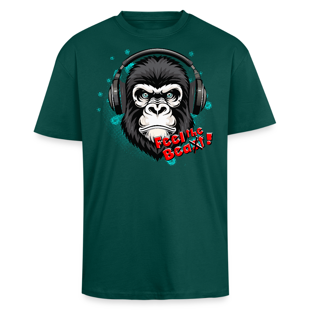 Heavy Oversize T-Shirt mit FEEL THE BEA(S)T PRINT - hunter Green
