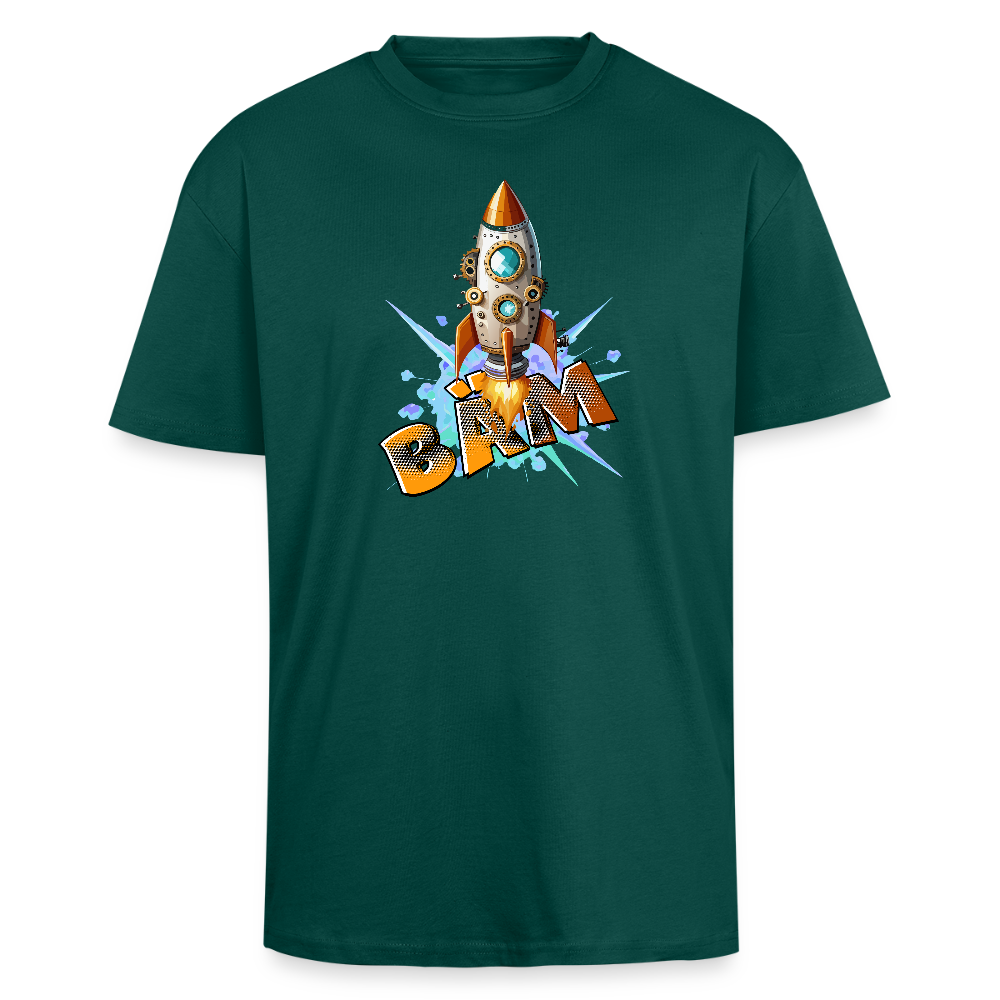 Heavy Oversize T-Shirt mit RAKETE PRINT - hunter Green