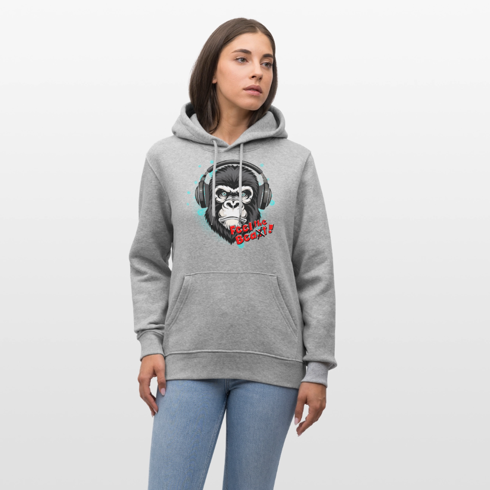 Unisex Hoodie mit FEEL THE BEA(S)T PRINT - Grau meliert