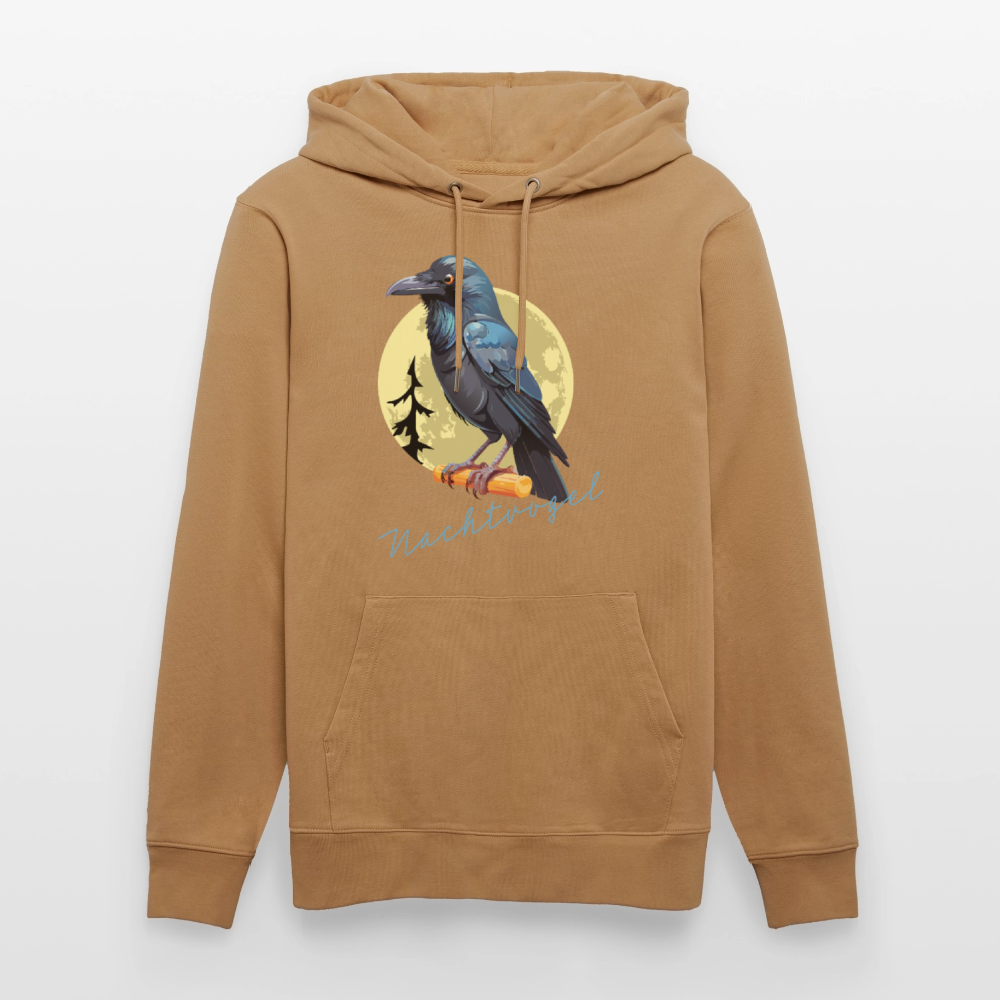 Unisex Hoodie mit NACHTVOGEL PRINT - Karamell 