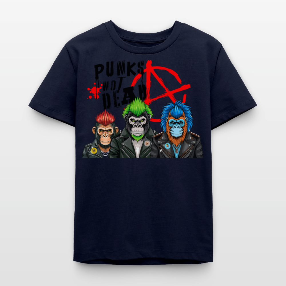 MNJS TEENS Bio T-Shirt mit PUNKS NOT DEAD PRINT - Navy