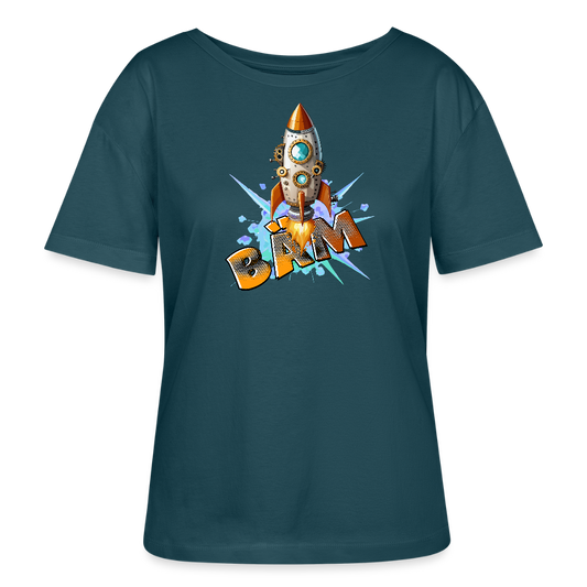 Frauen T-Shirt mit RAKETE PRINT - Dunkles Petrol