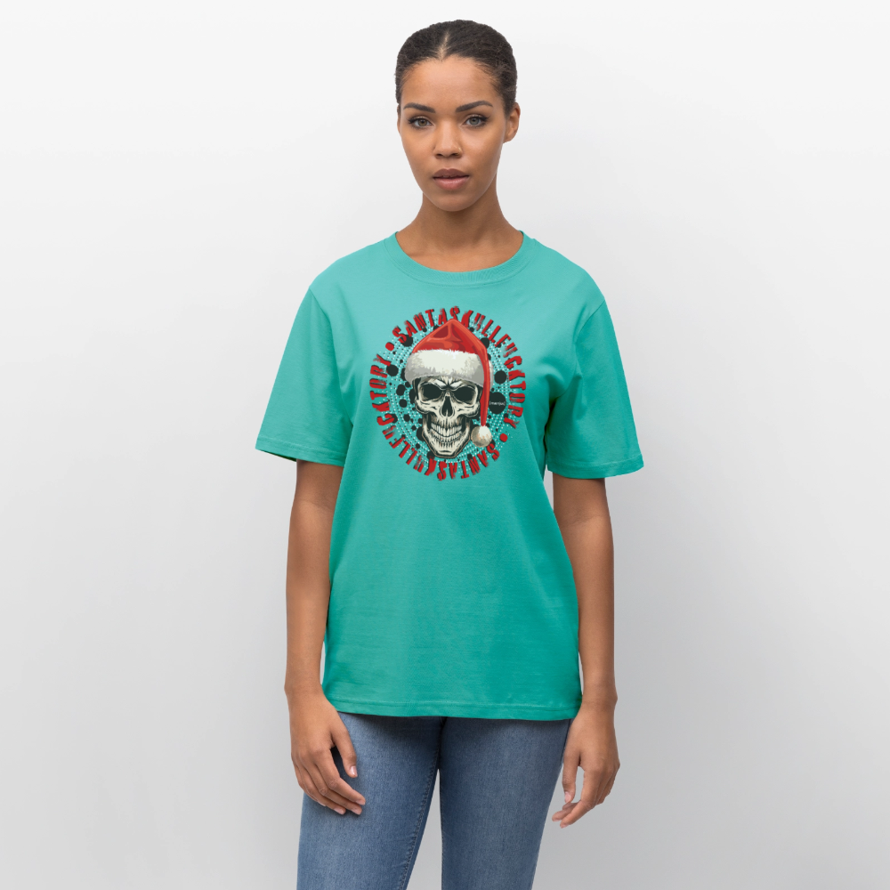 Unisex Bio-T-Shirt mit SANTASKULL FUCKTORY PRINT - Poolblau