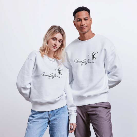 Unisex Oversize Bio Pullover mit TUSCHEWEIBCHEN PRINT - Weiß