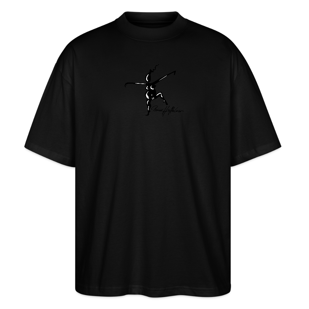 Oversized Unisex Bio T-Shirt mit TUSCHEWEIBCHEN PRINT - Schwarz