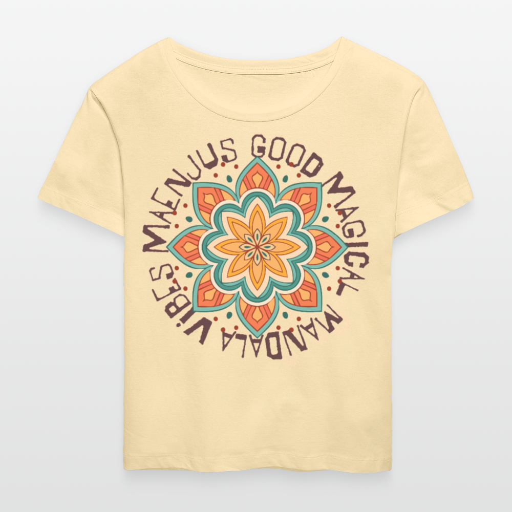 Rundhals Frauen Bio-T-Shirt mit Mandala Vibes PRINT - Creme