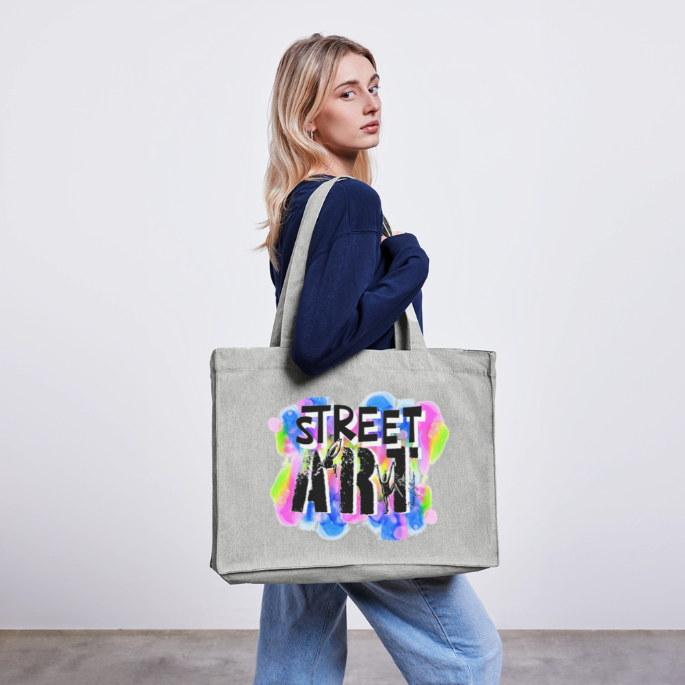 Recycelter Shopping Bag mit STREET ART PRINT - Grau meliert