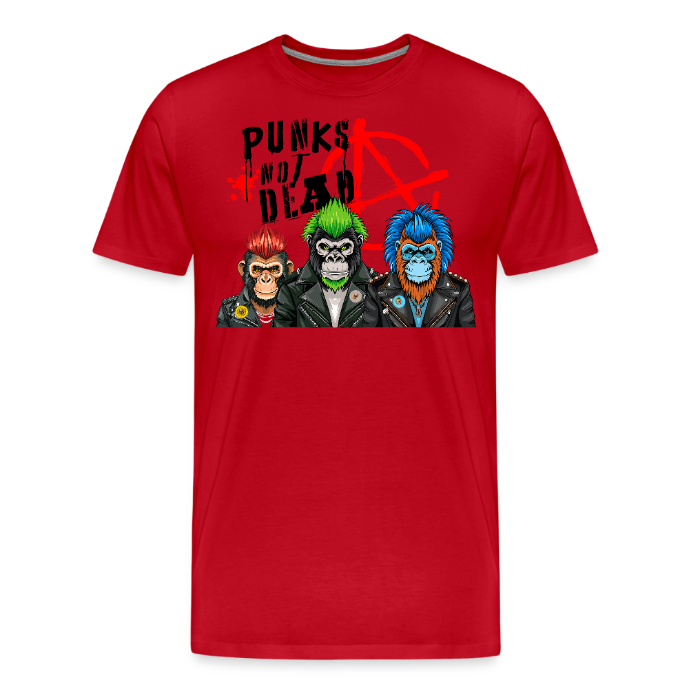 Männer Premium T-Shirt mit PUNKS NOT DEAD PRINT - Rot