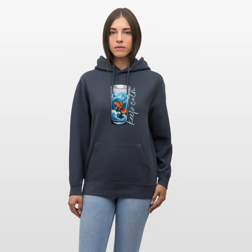 Unisex Bio-Hoodie mit KEEP CALM PRINT - Dunkles Petrol