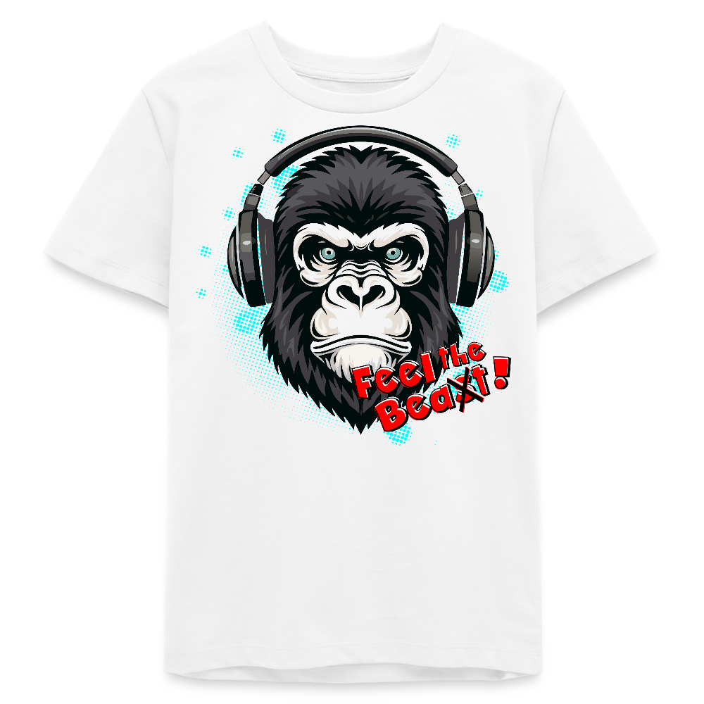 MNJS TEENS Bio T-Shirt mit FEEL THE BEA(S)T PRINT - Weiß