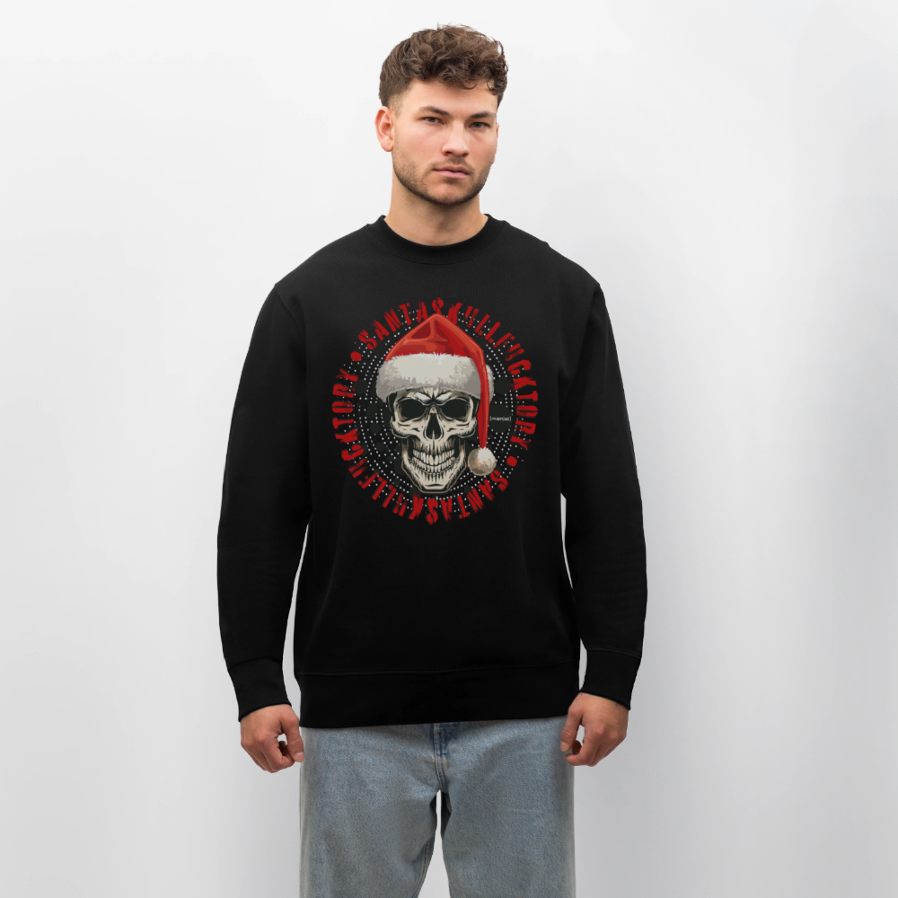 Unisex Bio-Sweatshirt mit SANTASKULL FUCKTORY PRINT - Schwarz