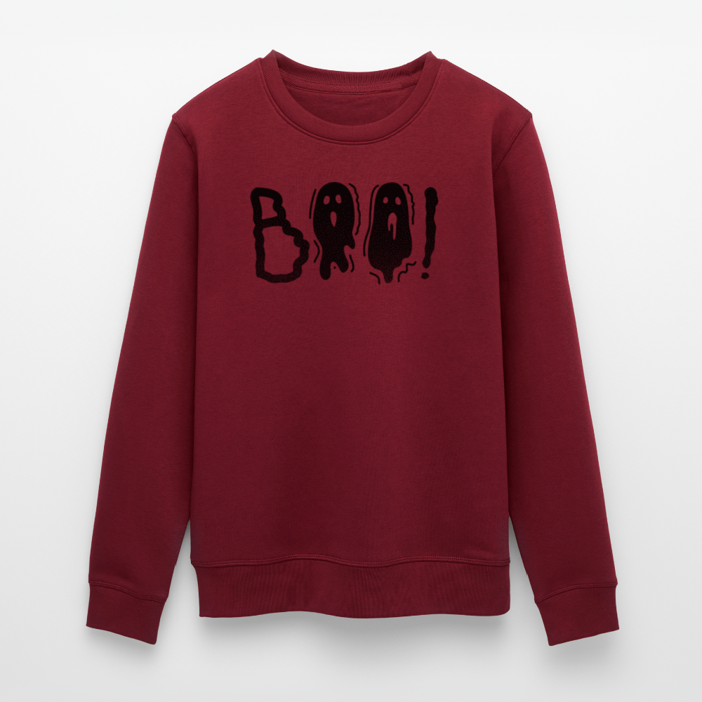Unisex Bio-Sweatshirt mit BOO! PRINT - Burgunderrot