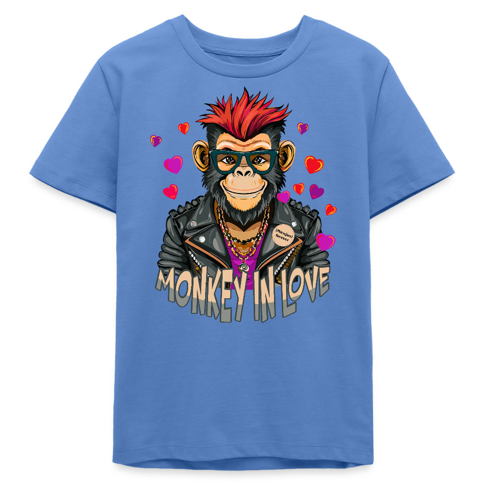 MNJS TEENS Bio T-Shirt mit MONKEY IN LOVE PRINT - Blau