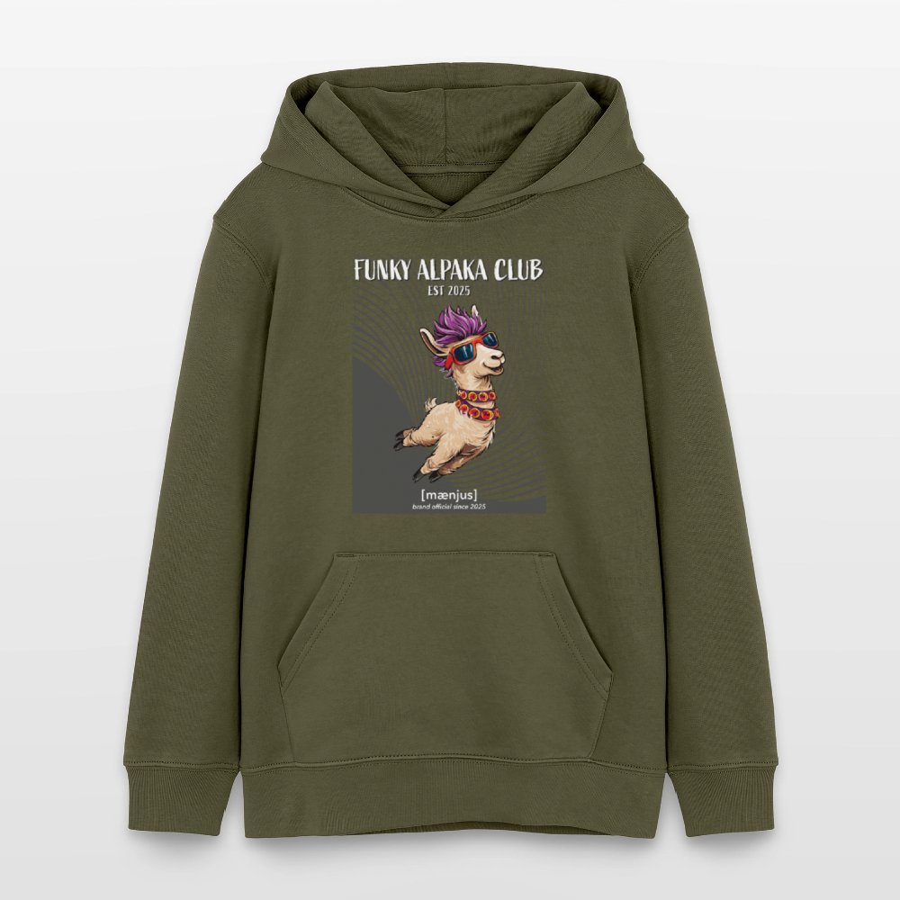 MNJS TEENS Bio-Hoodie mit FUNKY ALPAKA CLUB PRINT - Khaki