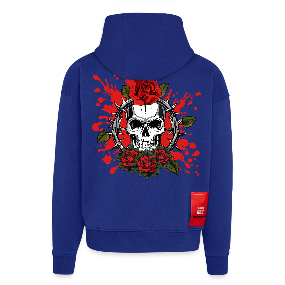 Heavyweight Oversized Organic Hoodie mit ROSENSKULL PRINT - Iconic Blue