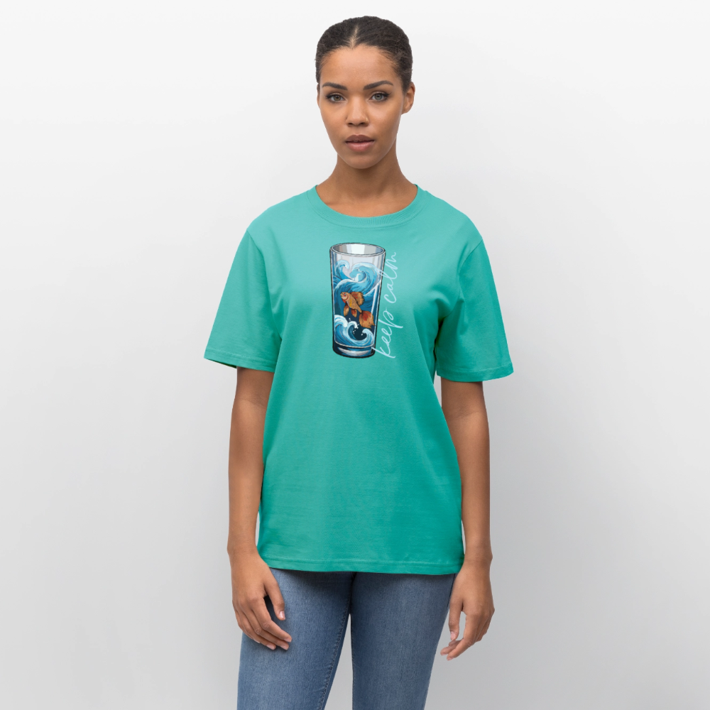 Unisex Bio-T-Shirt mit KEEP CALM PRINT - Poolblau