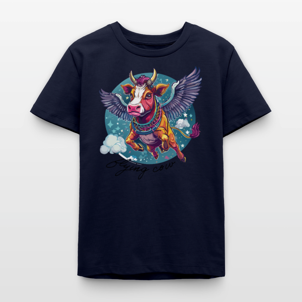 MNJS TEENS Bio T-Shirt mit FLYING COW PRINT - Navy