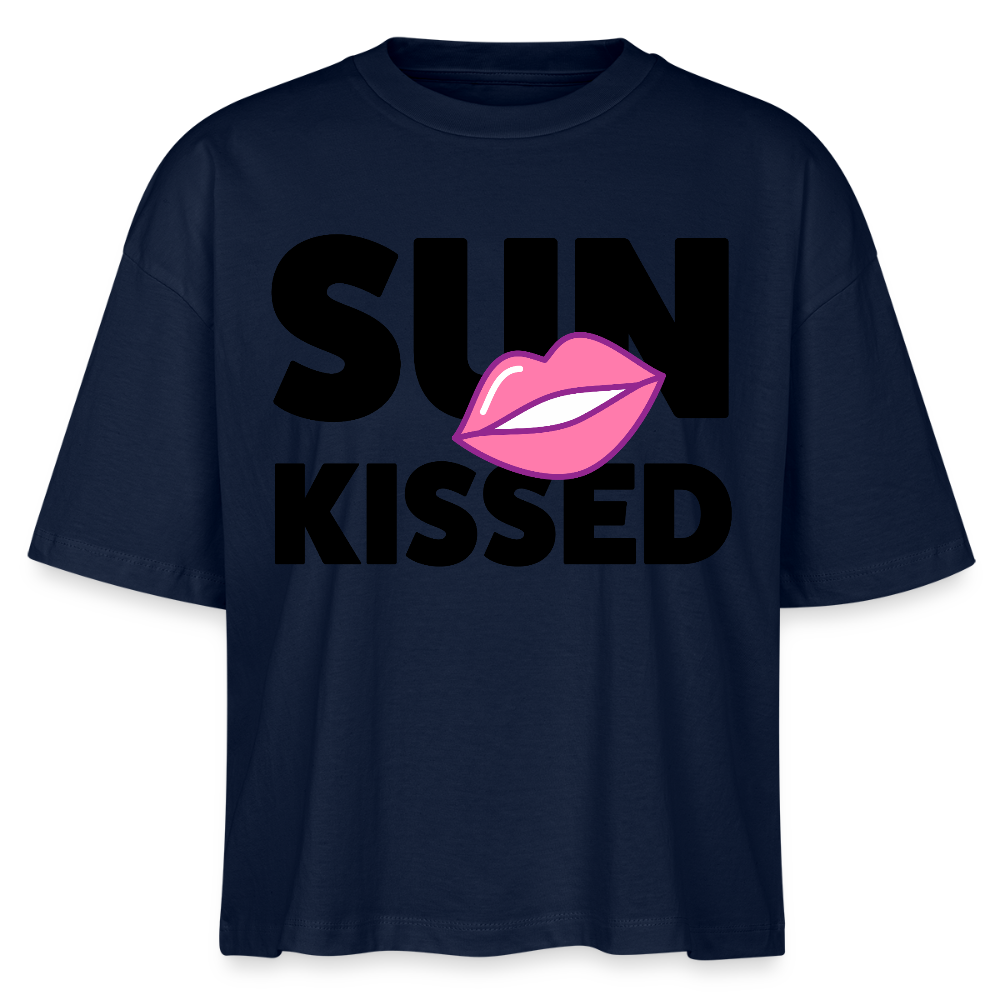 Frauen Boxy Bio-T-Shirt mit SUN KISSED PRINT - Navy