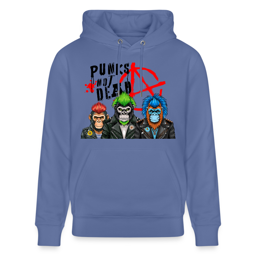 Unisex Hoodie mit PUNKS NOT DEAD PRINT - Blau