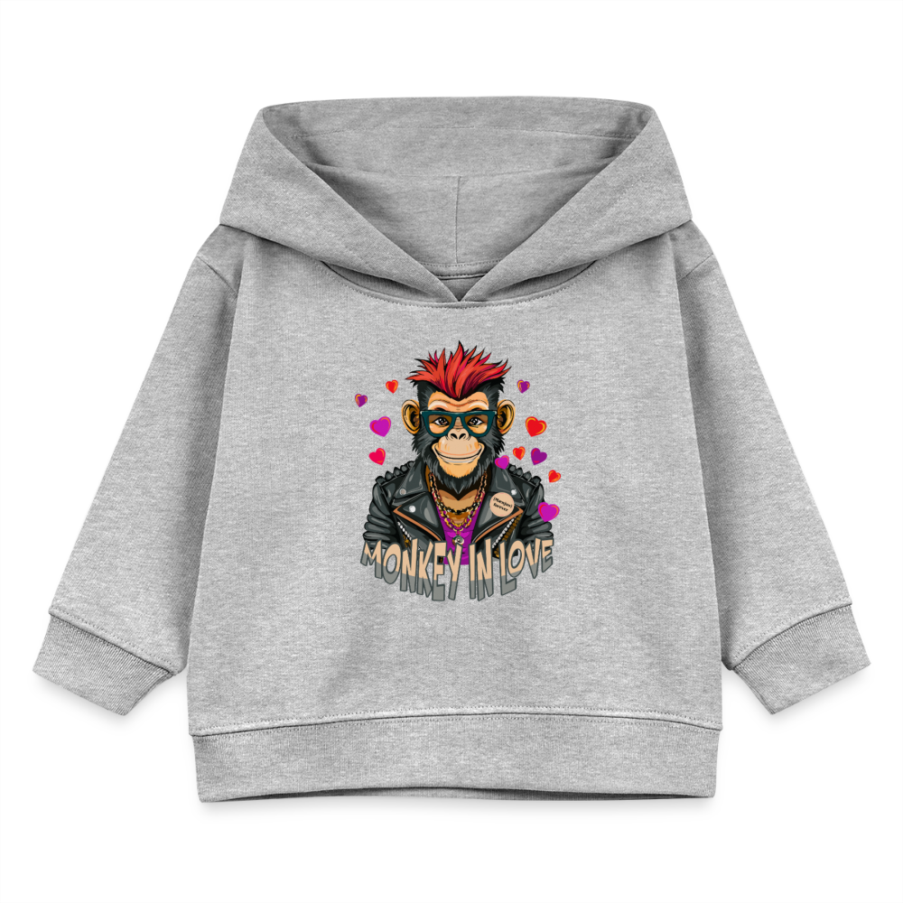 MNJS KIDS Bio Hoodie mit MONKEY IN LOVE PRINT - Grau meliert