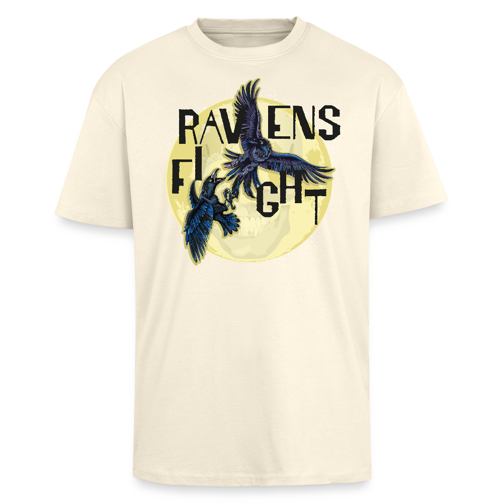 Heavy Oversize T-Shirt mit RAVENS FIGHT PRINT - Creme