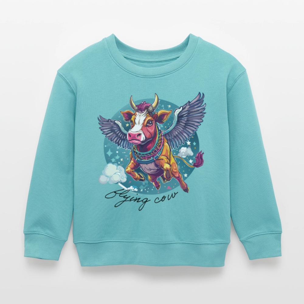 MNJS KIDS Mini Changer Bio Sweatshirt mit FLYING COW PRINT - Pastelltürkis