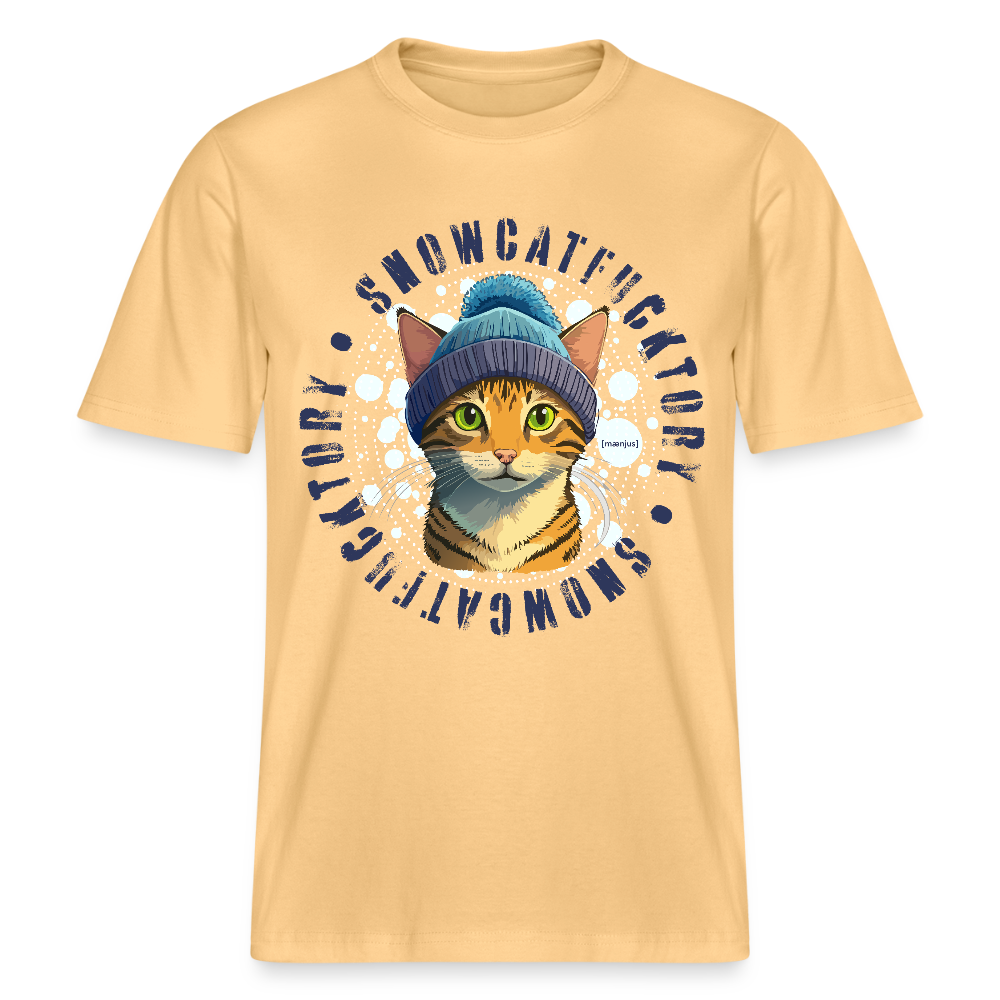 Unisex Bio-T-Shirt mit SNOWCATFUCKTORY PRINT - Hellgelb