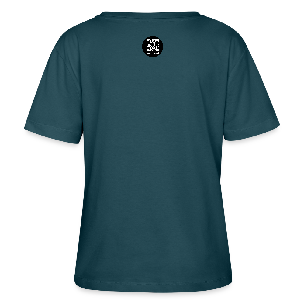 Relaxed Rundhals Frauen Bio-T-Shirt mit KEEP CALM PRINT - Dunkles Petrol