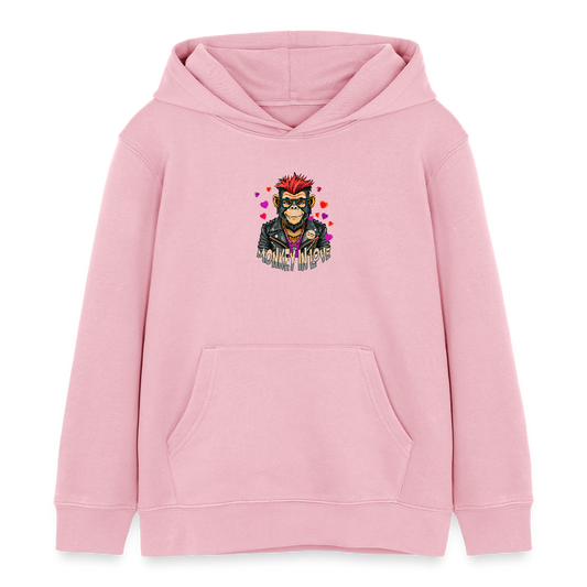 MNJS KIDS Bio-Hoodie mit MONKEY IN LOVE PRINT - Hellrosa