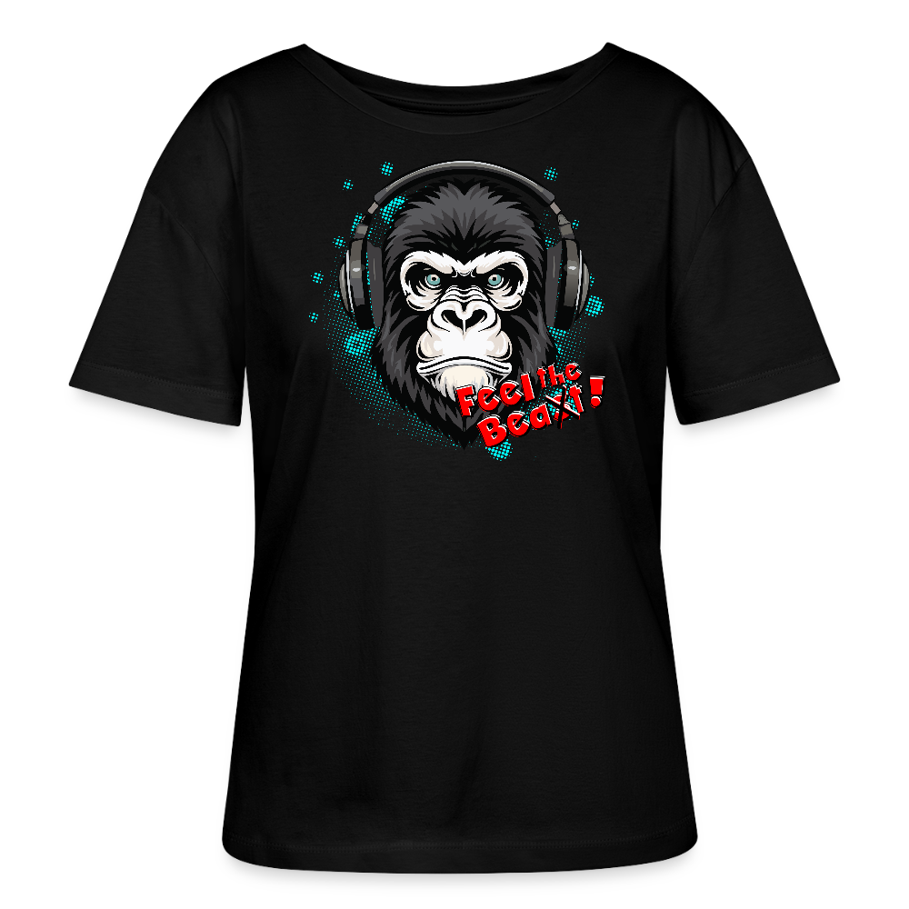 Frauen T-Shirt mit FEEL THE BEA(S)T PRINT - Schwarz