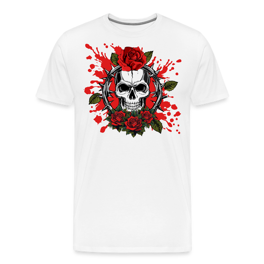 Männer Premium T-Shirt mit ROSENSKULL PRINT - Weiß