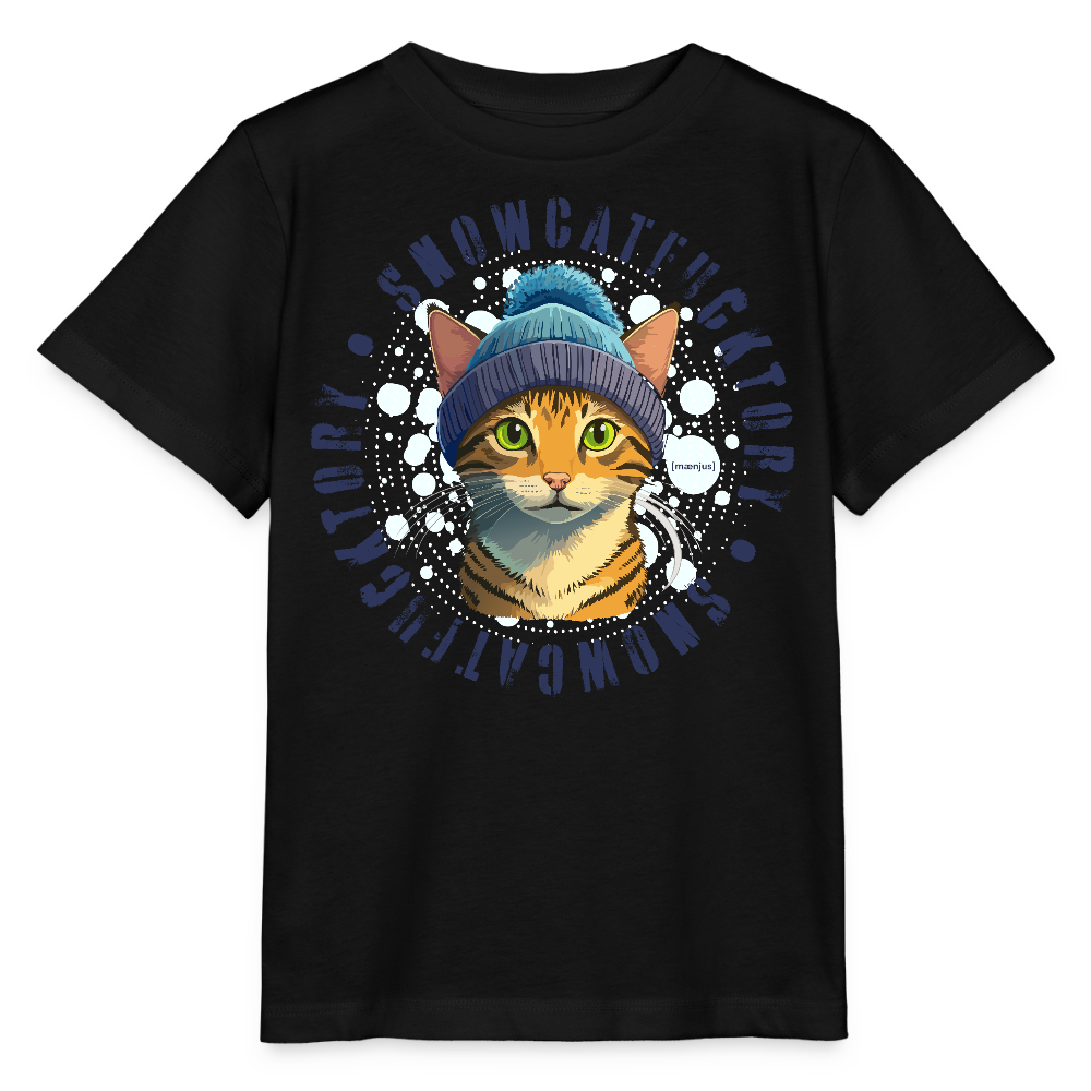 MNJS KIDS Bio T-Shirt mit SNOWCATFUCKTORY PRINT - Schwarz