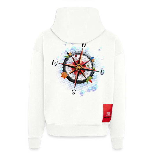 Heavyweight Oversized Organic Hoodie mit WINDROSE PRINT - OFF WHITE
