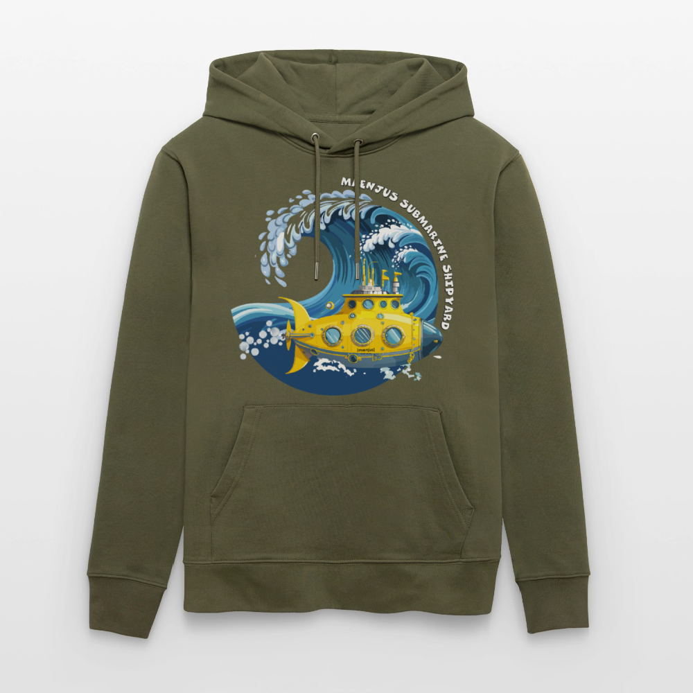 Unisex Bio-Hoodie mit MAENJUS SUBMARINE SHIPYARD PRINT - Khaki Grün