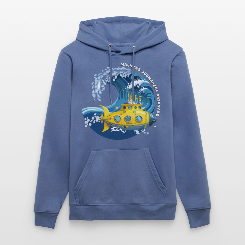 Unisex Bio-Hoodie mit MAENJUS SUBMARINE SHIPYARD PRINT - Blau