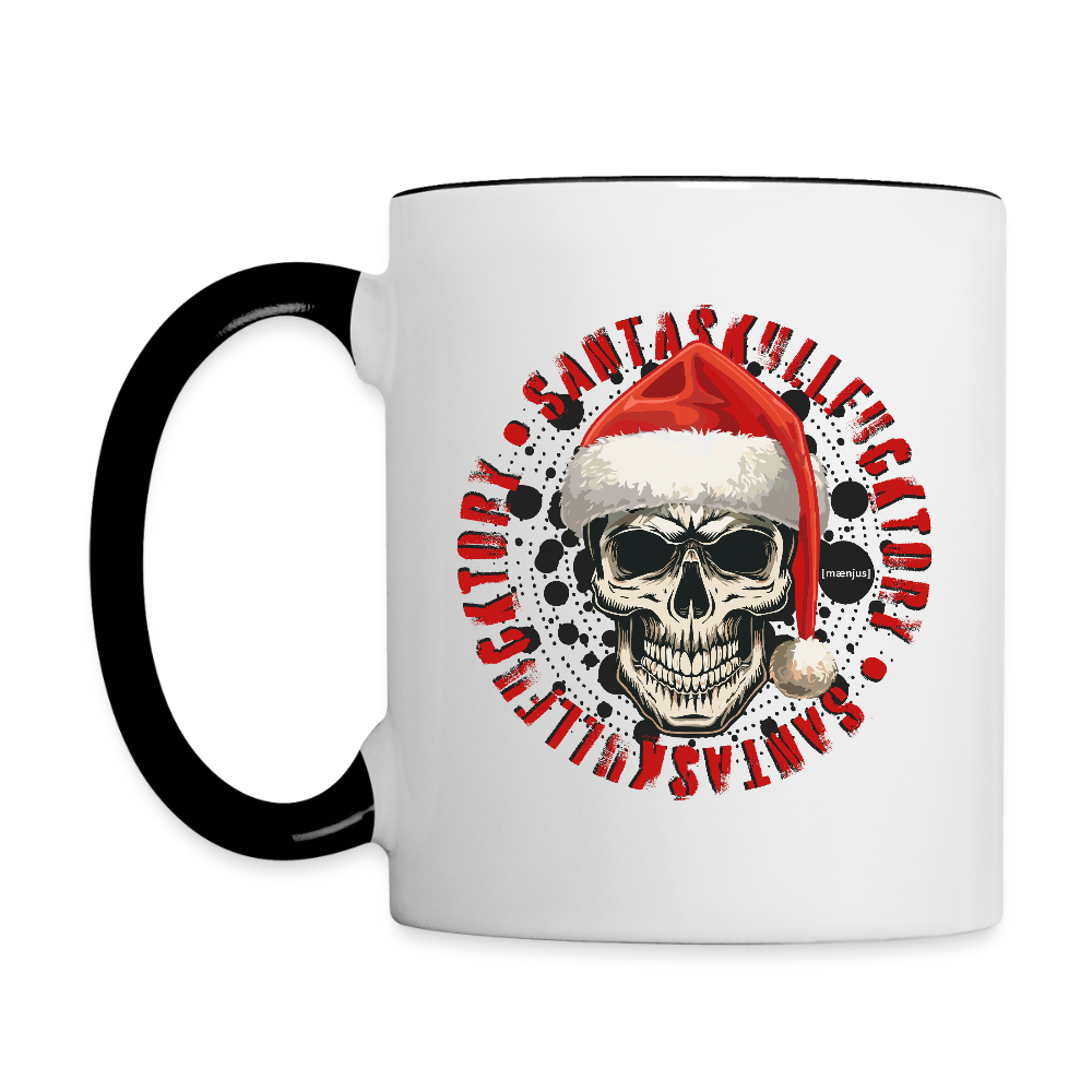 Tasse zweifarbig mit SANTASKULL FUCKTORY PRINT - Weiß/Schwarz