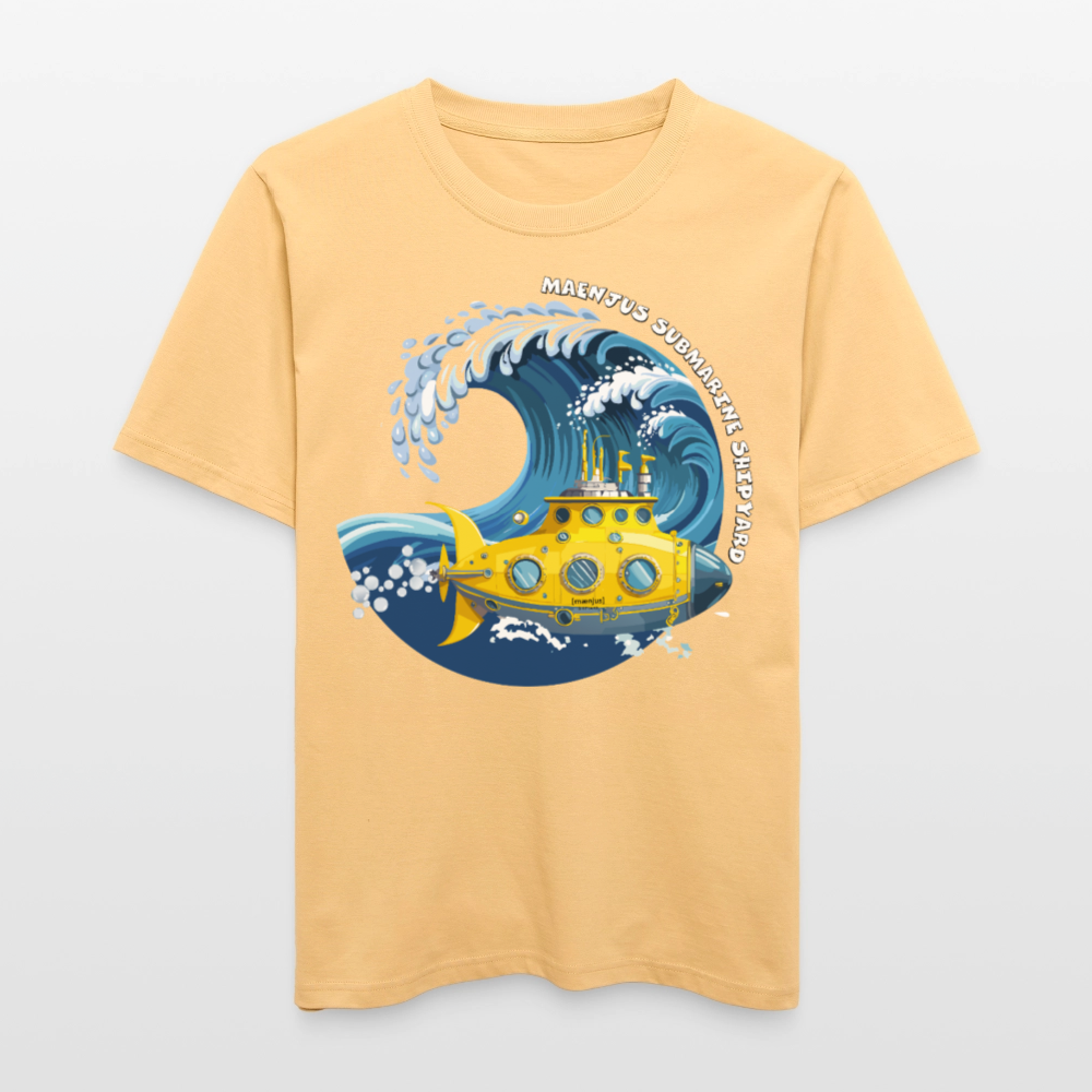 Unisex Bio-T-Shirt mit MAENJUS SUBMARINE SHIPYARD PRINT Vorderseite - Hellgelb