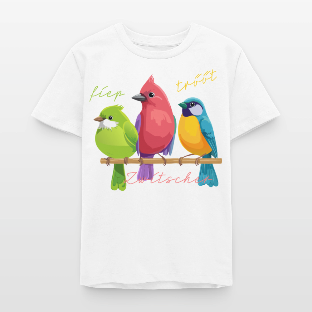 MNJS TEENS Bio T-Shirt mit ZWITSCHERGÄNG PRINT - Weiß